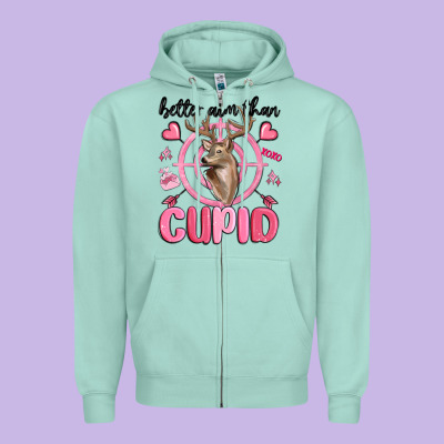 Better Aim Than Cupid Zipper Hoodie Designed By Maliassmallbusiness