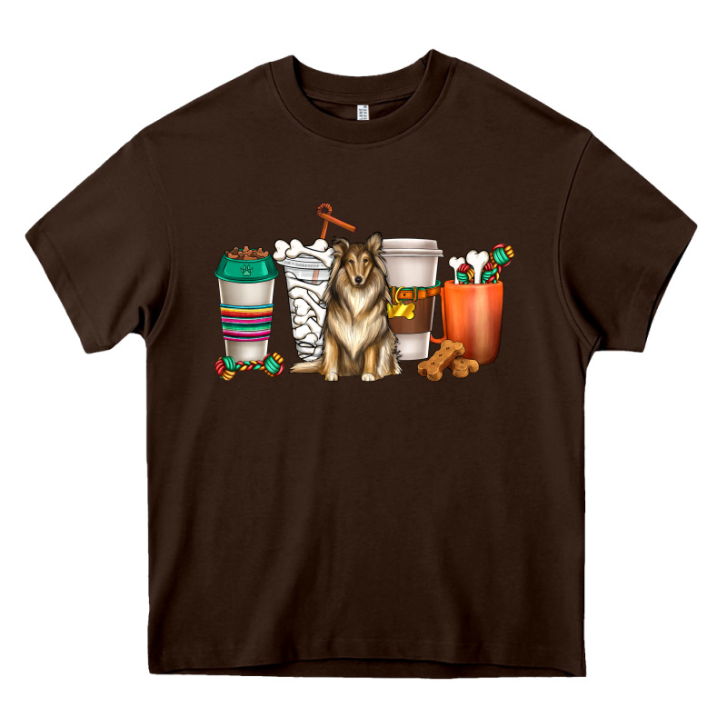 Collie Dog Coffee Cups Heavy Core Tee by texasbilliewilder | Teevron