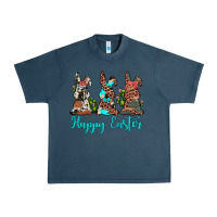Midnight Navy happy easter leopard cowhide turquoise cactus bunny's Urban Heavy Tee - JahusDesignShop