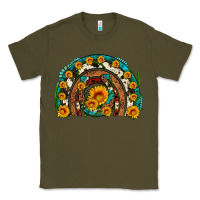 Army Green sunflower gemstone leopard cowhide horseshoe rainbow Classic Tee - Artiststas