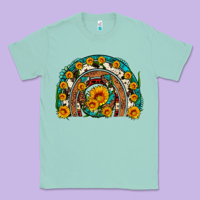 Sunflower Gemstone Leopard Cowhide Horseshoe Rainbow Classic Tee Designed By Artiststas