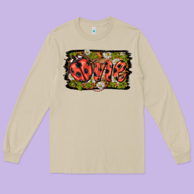 Ladybug One Background Long Sleeve Tee Designed By Barkaloodesign