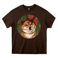 Chocolate Brown Shiba Inu Christmas Heavy Core Tee - RanaPortraitStore
