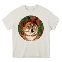 Cream Shiba Inu Christmas Heavy Core Tee - RanaPortraitStore