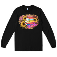 Black books sunflower back to school background Long Sleeve Tee - AdoDesignShop