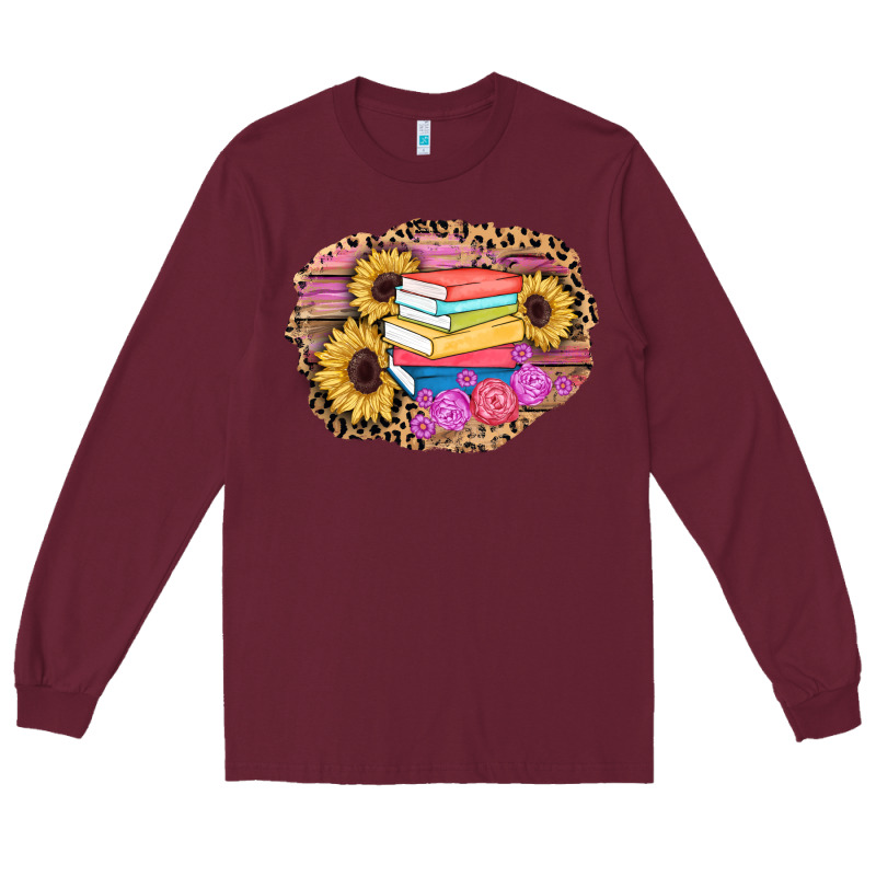 Books Sunflower Back To School Background Long Sleeve Tee by AdoDesignShop | Teevron