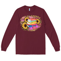 Burgundy books sunflower back to school background Long Sleeve Tee - AdoDesignShop
