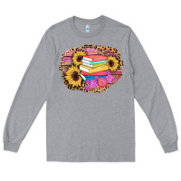 Heather Grey books sunflower back to school background Long Sleeve Tee - AdoDesignShop
