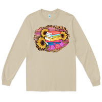 Mushroom books sunflower back to school background Long Sleeve Tee - AdoDesignShop