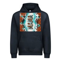 Navy tooled leather and cowhide mama Urban Hoodie - TumblerDesignByShophia