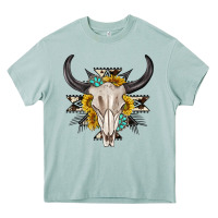 Arona cow aztec western bull skull Heavy Core Tee - texasbilliewilder