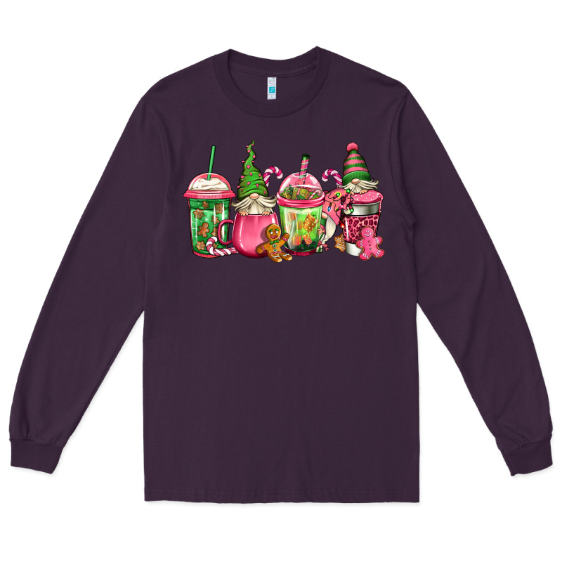 Pink Christmas Gnomes Coffee Cups Long Sleeve Tee by Jasminsmagicworld | Teevron