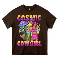Chocolate Brown cosmic cowgirl Heavy Core Tee - texasbilliewilder