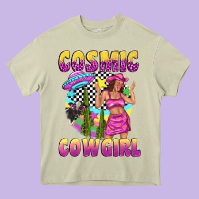 Cosmic Cowgirl Heavy Core Tee Designed By Texasbilliewilder
