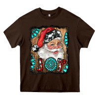 Chocolate Brown Santa Claus Joy Heavy Core Tee - RanaPortraitStore