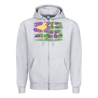 Heather Grey mardi gras duck call flag Zipper Hoodie - MaliasSmallBusiness