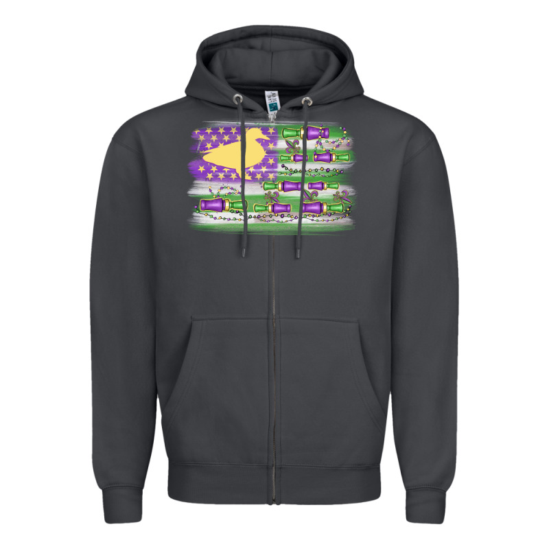 Mardi Gras Duck Call Flag Zipper Hoodie by MaliasSmallBusiness | Teevron