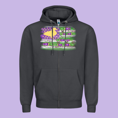 Mardi Gras Duck Call Flag Zipper Hoodie Designed By Maliassmallbusiness
