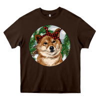 Chocolate Brown Shiba Inu Christmas Heavy Core Tee - RanaPortraitStore