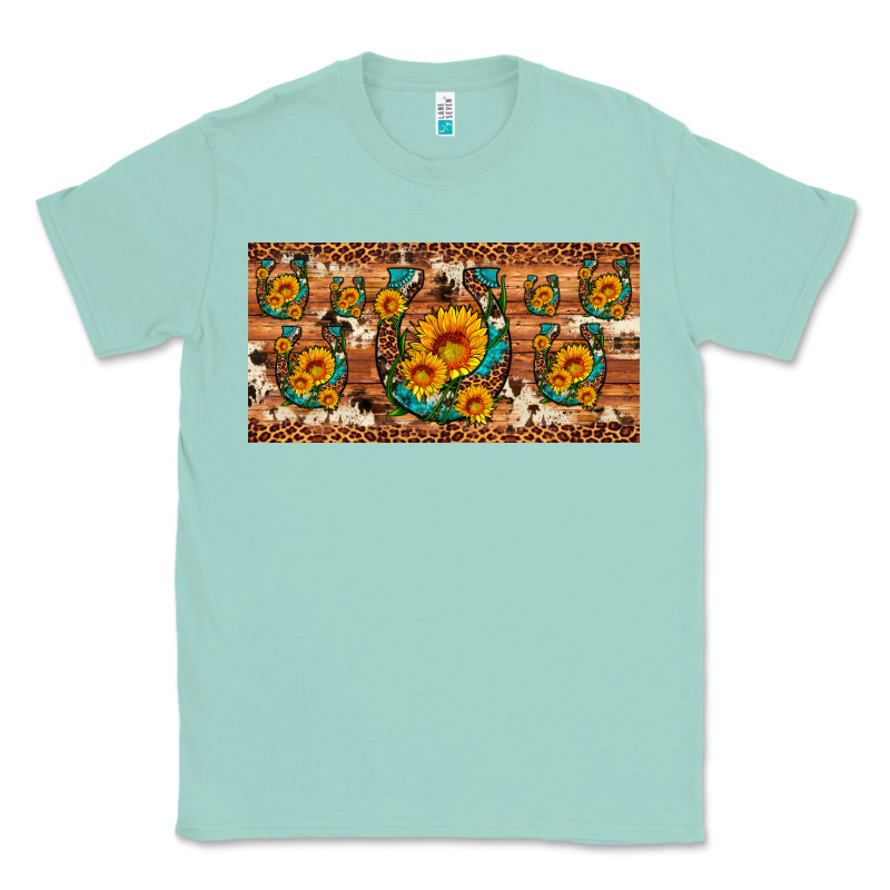 Sunflower Gemstone Leopard Cowhide Horseshoe License Plate Classic Tee by Artiststas | Teevron