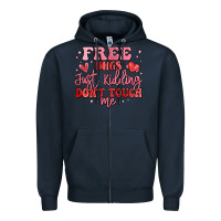 Navy free hugs just kidding don't touch me Zipper Hoodie - MaliasSmallBusiness
