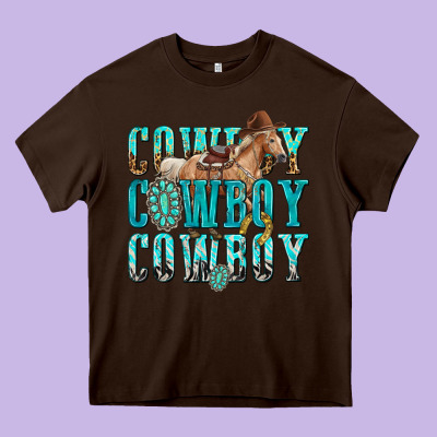 Cowboy Cowboy Cowboy Heavy Core Tee Designed By Texasbilliewilder