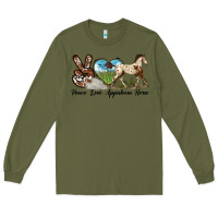 Army Green peace love appaloosa horse Long Sleeve Tee - LillyAllenDesigns