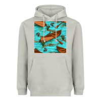 Moon Dust Lake Canoe And Fish With Reeds And Leopard Seamless Pattern Bbs Heavyweight Hoodie - BundleAndBundleShop