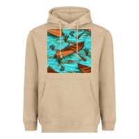 Mushroom Lake Canoe And Fish With Reeds And Leopard Seamless Pattern Bbs Heavyweight Hoodie - BundleAndBundleShop