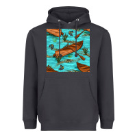 Smoke Lake Canoe And Fish With Reeds And Leopard Seamless Pattern Bbs Heavyweight Hoodie - BundleAndBundleShop