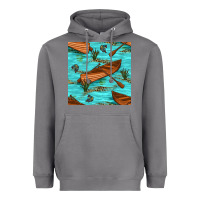 Storm Lake Canoe And Fish With Reeds And Leopard Seamless Pattern Bbs Heavyweight Hoodie - BundleAndBundleShop