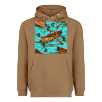 Toasted Coconut Lake Canoe And Fish With Reeds And Leopard Seamless Pattern Bbs Heavyweight Hoodie - BundleAndBundleShop