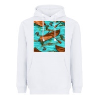 White Lake Canoe And Fish With Reeds And Leopard Seamless Pattern Bbs Heavyweight Hoodie - BundleAndBundleShop
