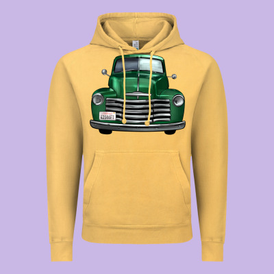 Western Green Truck Front View Vintage Hoodie Designed By Fadigitalartstudio
