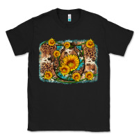 Black sunflower gemstone leopard cowhide horseshoe background Classic Tee - Artiststas