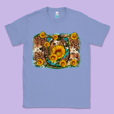 Sunflower Gemstone Leopard Cowhide Horseshoe Background Classic Tee Designed By Artiststas