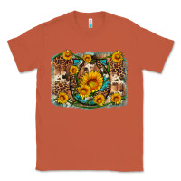 Copper sunflower gemstone leopard cowhide horseshoe background Classic Tee - Artiststas