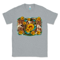 Heather Grey sunflower gemstone leopard cowhide horseshoe background Classic Tee - Artiststas