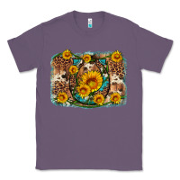 Lavender sunflower gemstone leopard cowhide horseshoe background Classic Tee - Artiststas