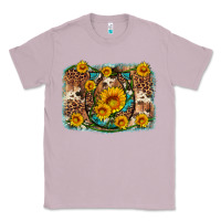 Lilac sunflower gemstone leopard cowhide horseshoe background Classic Tee - Artiststas