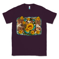 Plum sunflower gemstone leopard cowhide horseshoe background Classic Tee - Artiststas