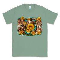 Sage sunflower gemstone leopard cowhide horseshoe background Classic Tee - Artiststas