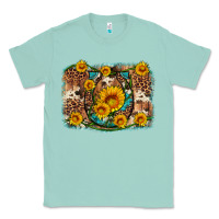 Seafoam sunflower gemstone leopard cowhide horseshoe background Classic Tee - Artiststas