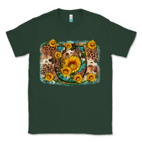 Sports Green sunflower gemstone leopard cowhide horseshoe background Classic Tee - Artiststas