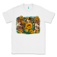 White sunflower gemstone leopard cowhide horseshoe background Classic Tee - Artiststas