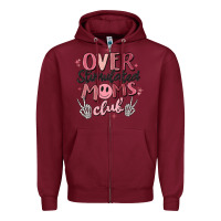 Burgundy over stimulated moms club Zipper Hoodie - MaliasSmallBusiness