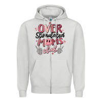 Dove Grey over stimulated moms club Zipper Hoodie - MaliasSmallBusiness