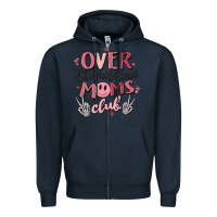 Navy over stimulated moms club Zipper Hoodie - MaliasSmallBusiness