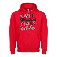 Red over stimulated moms club Zipper Hoodie - MaliasSmallBusiness