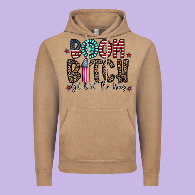 Boom Bitch Vintage Hoodie Designed By Cowhidedigitalart